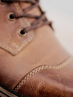 Leder Schnürstiefel cognac