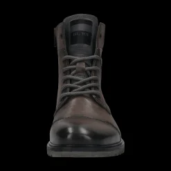 Leder Schnürstiefel dunkelgrau