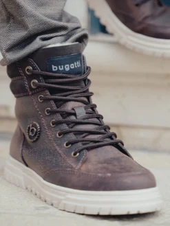 Leder Schnürstiefel dunkelbraun