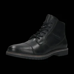 Leder Schnürstiefel schwarz
