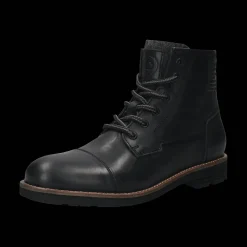 Leder Schnürstiefel schwarz