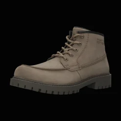 Leder Schnürstiefel taupe