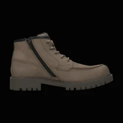 Leder Schnürstiefel taupe
