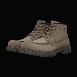 Leder Schnürstiefel taupe