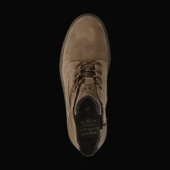 Leder Schnürstiefel taupe