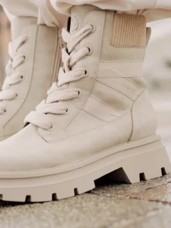 Schnürstiefel beige